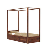 Solivo Solid Sheesham Wood Single Bed With Box Storage (Natural Finish)
